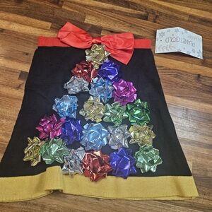 Planet Gold Black Skirt with Colorful Bow Tree
